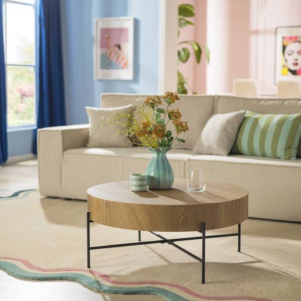 Salontafel Taynard eikenhouten look/zwart