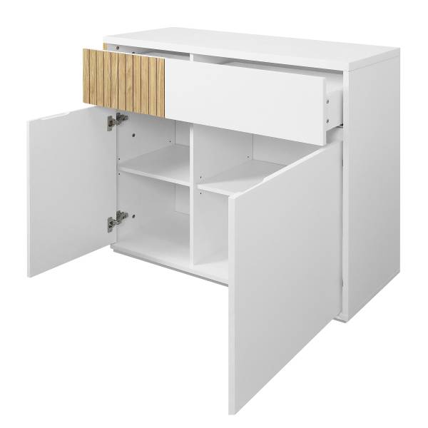 Commode Chaffin Placage en bois véritable - Blanc / Frêne