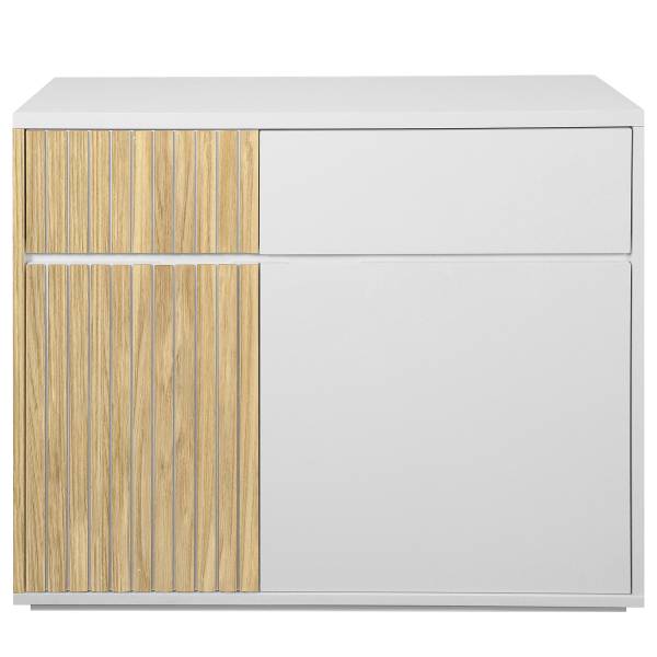 Commode Chaffin Placage en bois véritable - Blanc / Frêne