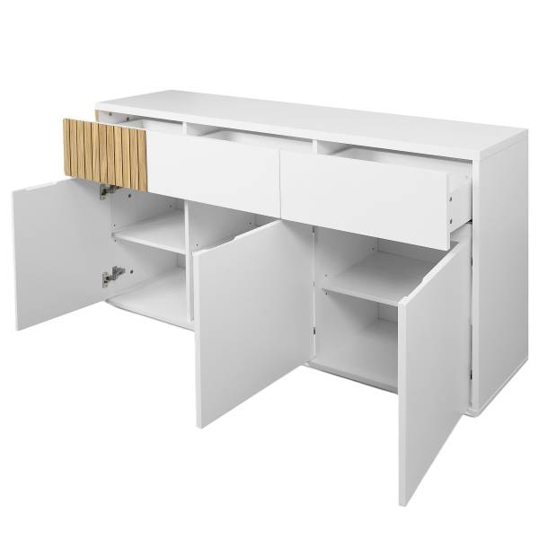 Sideboard Chaffin Echtholzfurnier - Weiß / Esche