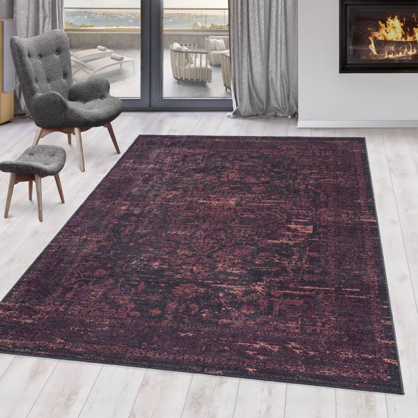 Laagpolig vloerkleed Fiesta type D polyester - rood - 80 x 150 cm