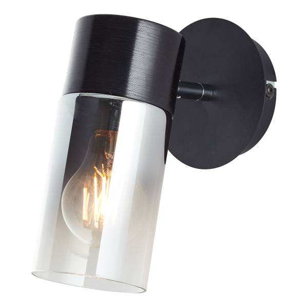 Lampada da parete Alia Ferro / Vetro fumé - Nero - 1 punto luce
