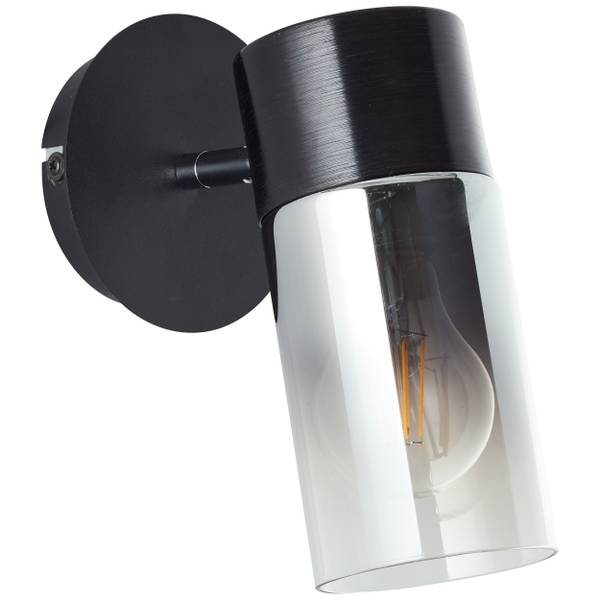 Lampada da parete Alia Ferro / Vetro fumé - Nero - 1 punto luce