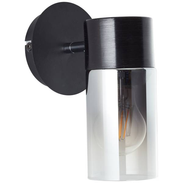 Lampada da parete Alia Ferro / Vetro fumé - Nero - 1 punto luce