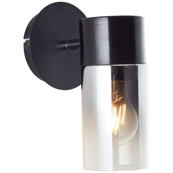 Lampada da parete Alia Ferro / Vetro fumé - Nero - 1 punto luce