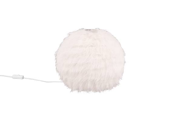Tischleuchte Furry Eisen / Polyester - Weiß - 1-flammig