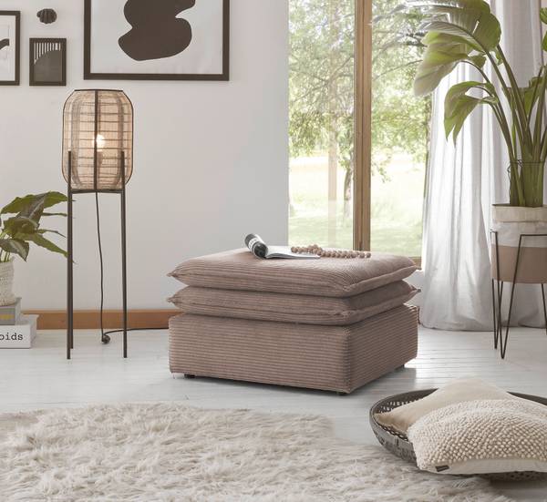 Repose-pieds capitonné Comalera Marron - Velours côtelé - 70 x 43 x 70 cm