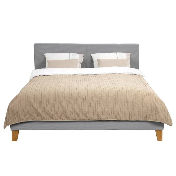 Polsterbett Miilet Cordstoff Onika: Hellgrau - 200 x 200cm - Mit Lattenrost