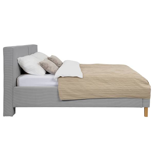 Polsterbett Miilet Cordstoff Onika: Hellgrau - 200 x 200cm - Mit Lattenrost
