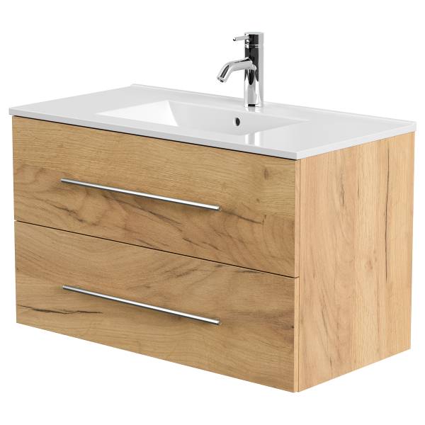 Enkele wastafel Homeline eikenhouten look - Breedte: 91 cm