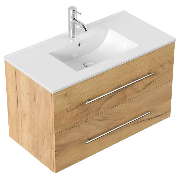 Enkele wastafel Homeline eikenhouten look - Breedte: 91 cm