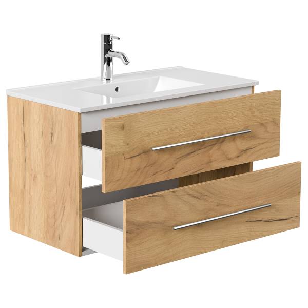 Enkele wastafel Homeline eikenhouten look - Breedte: 91 cm
