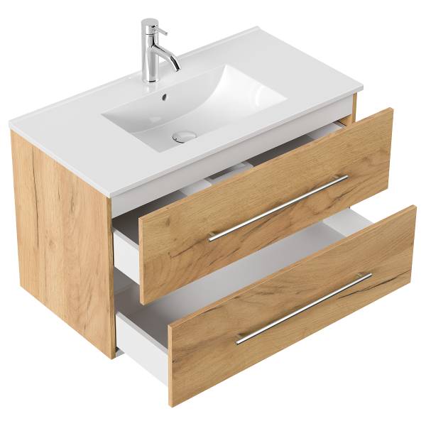 Enkele wastafel Homeline eikenhouten look - Breedte: 91 cm