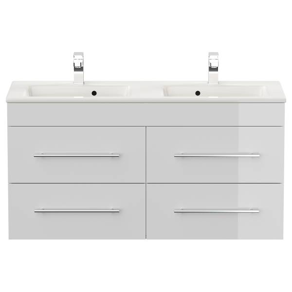 Dubbele wastafel Homeline hoogglans wit