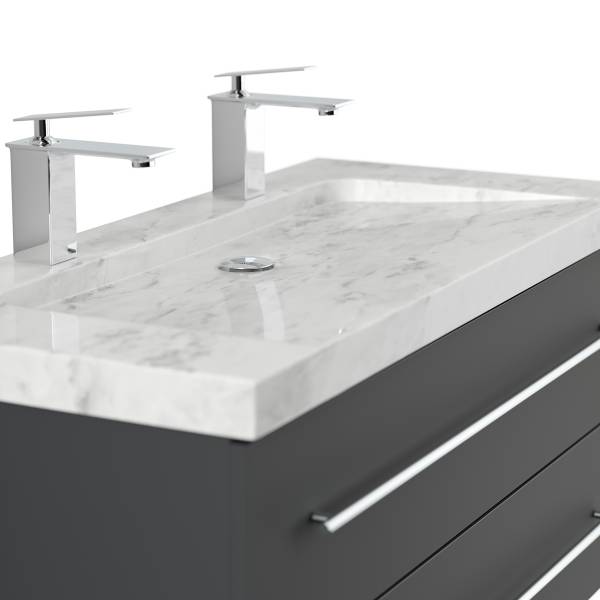 Meuble double vasque Yamo marbre Graphite - Largeur : 100 cm