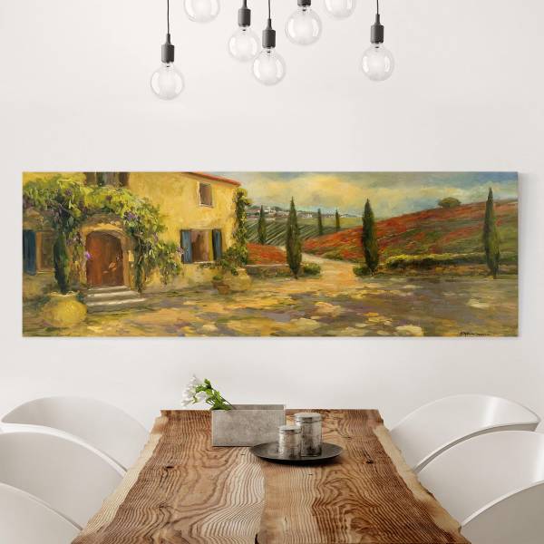 Quadro Toscana Canvas /  Abete massello - Giallo / Multicolore - 90 x 30 cm