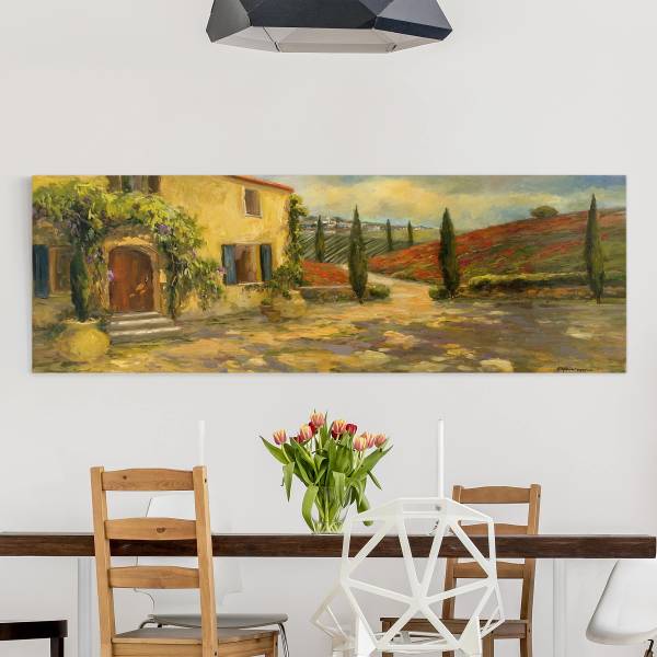 Quadro Toscana Canvas /  Abete massello - Giallo / Multicolore - 90 x 30 cm
