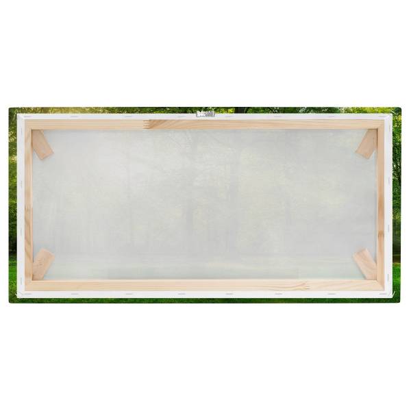 Impressions sur toile Promenade en forêt Toile / Épicéa massif - Vert / Multicolore - 60 x 30 cm
