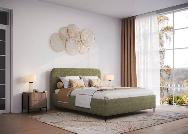 Polsterbett Mertell Typ B Chenille Relana: Moosgrün - 140 x 200cm