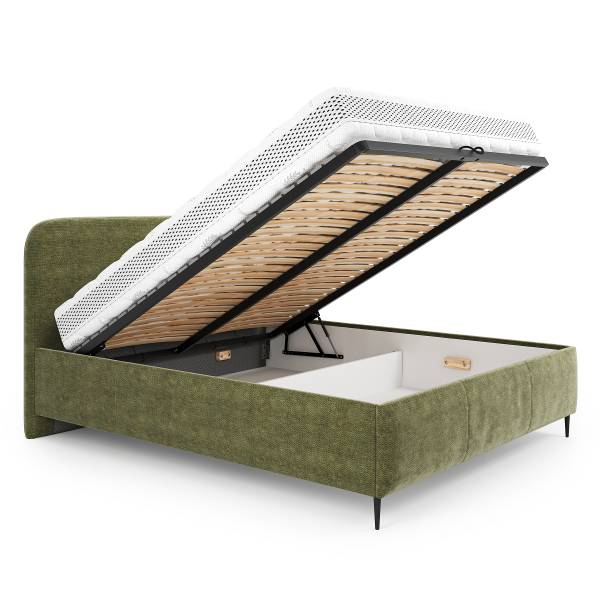 Polsterbett Mertell Typ B Chenille Relana: Moosgrün - 140 x 200cm