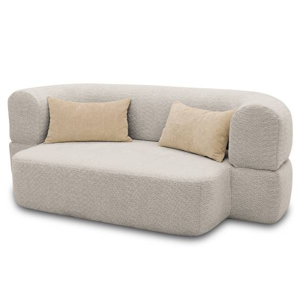 Schlafsofa LORA Bouclé Stoff Anouk: Hellgrau