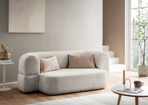 Schlafsofa LORA Bouclé Stoff Anouk: Hellgrau