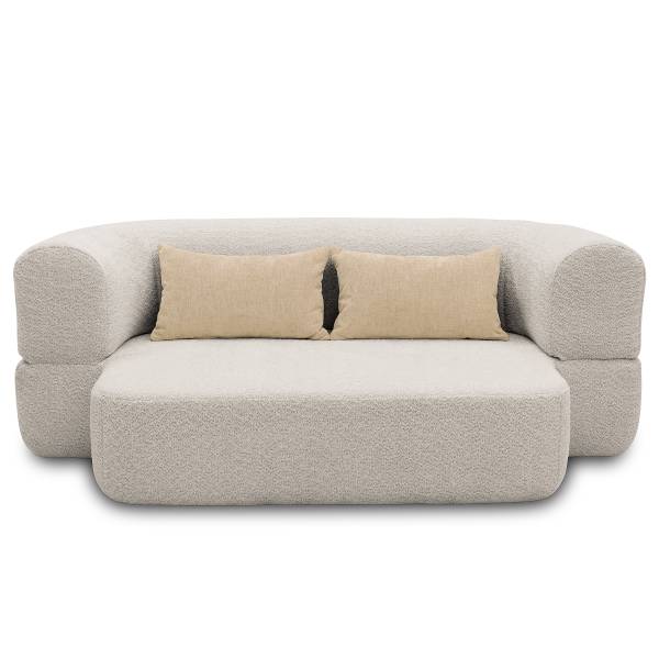 Schlafsofa LORA Bouclé Stoff Anouk: Hellgrau