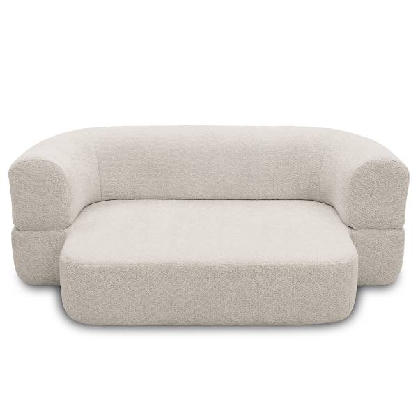 Schlafsofa LORA Bouclé Stoff Anouk: Hellgrau