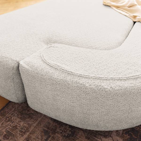 Schlafsofa LORA Bouclé Stoff Anouk: Hellgrau