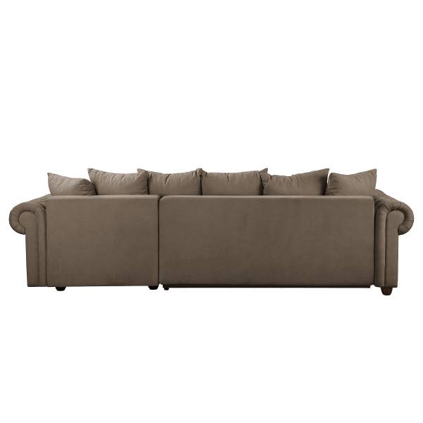 Hoekbank BISURA met chaise longue microvezel Sole: steengrijs - chaise longue vooraanzicht rechts - met slaapfunctie