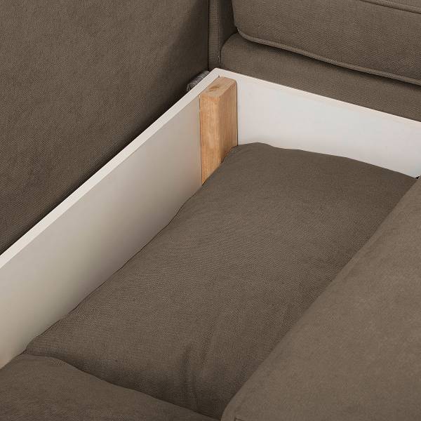 Hoekbank BISURA met chaise longue microvezel Sole: steengrijs - chaise longue vooraanzicht rechts - met slaapfunctie