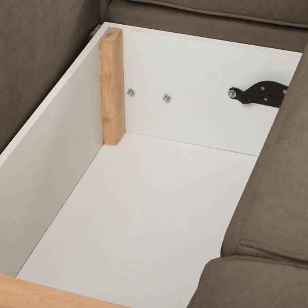 Hoekbank BISURA met chaise longue microvezel Sole: steengrijs - chaise longue vooraanzicht rechts - met slaapfunctie