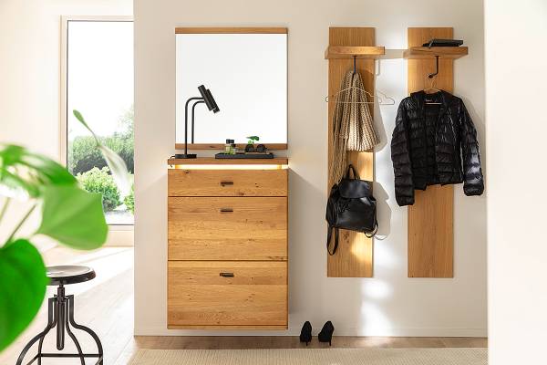 Scarpiera da parete Ellinwood - 75 cm Faggio parz. massello