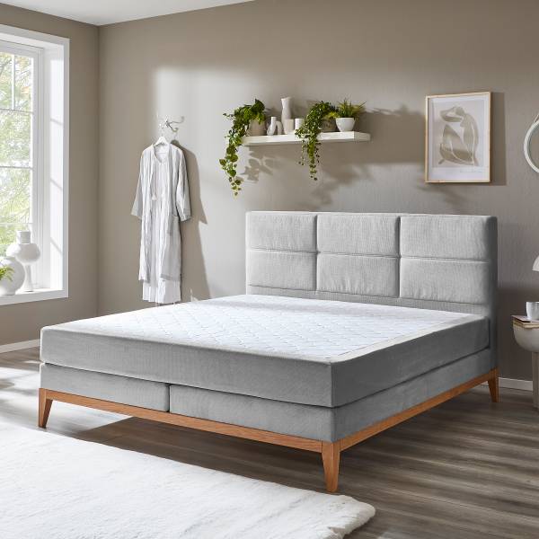 Boxspringbett Flenta Mischgewebe - Silbergrau