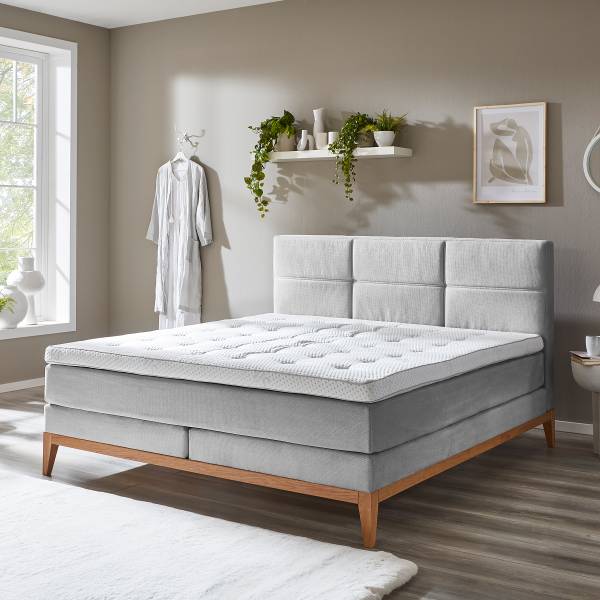 Boxspringbett Flenta Mischgewebe - Silbergrau