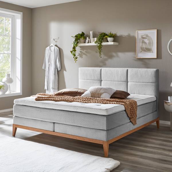 Boxspringbett Flenta Mischgewebe - Silbergrau