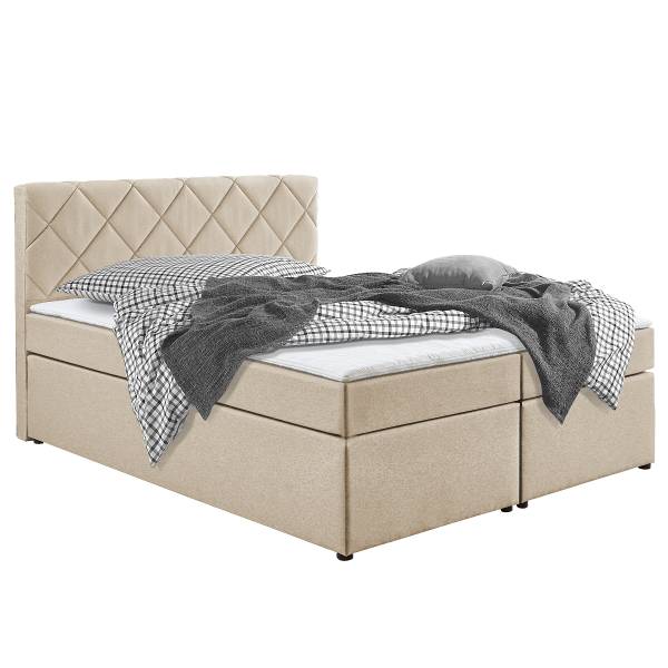 Boxspringbett Nattol Mischgewebe - Beige - 140 x 200cm