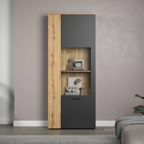 Vetrina Esteban Color antracite / Effetto rovere