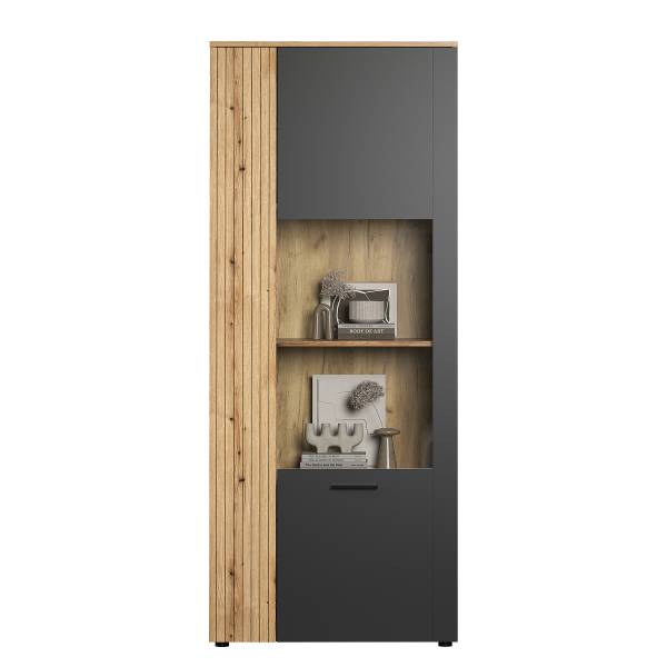 Vetrina Esteban Color antracite / Effetto rovere