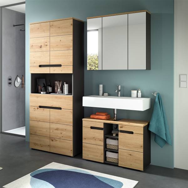Set di 2 mobili Gaipai armadietto Effetto rovere Artisan / basalto