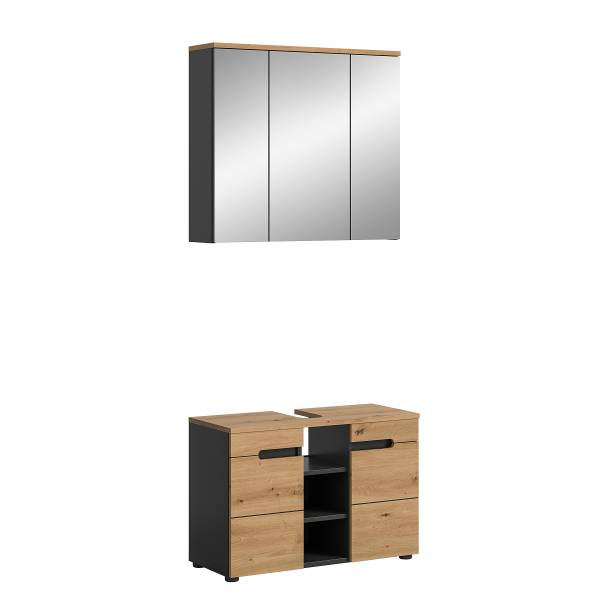 Set di 2 mobili Gaipai armadietto Effetto rovere Artisan / basalto