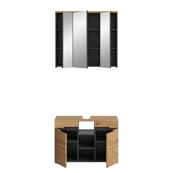 Set di 2 mobili Gaipai armadietto Effetto rovere Artisan / basalto