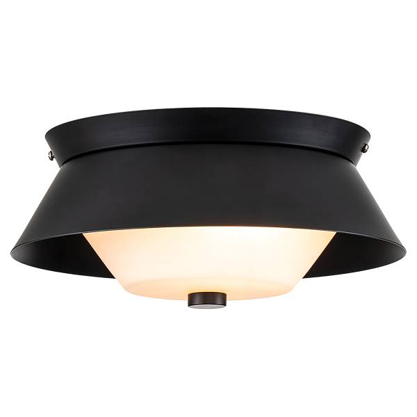 Lampada da soffitto Bowtie Nero - Acciaio - Vetro opale - 25 x 25 x 10 cm