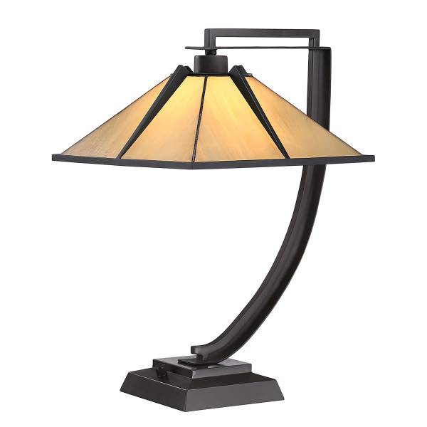 Tafellamp Pomeroy bruin - staal - gekleurd glas - 33 x 55 x 38 cm