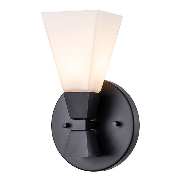 Lampada da parete Bowtie A Nero - Acciaio - Vetro opale - 15 x 25 x 10 cm
