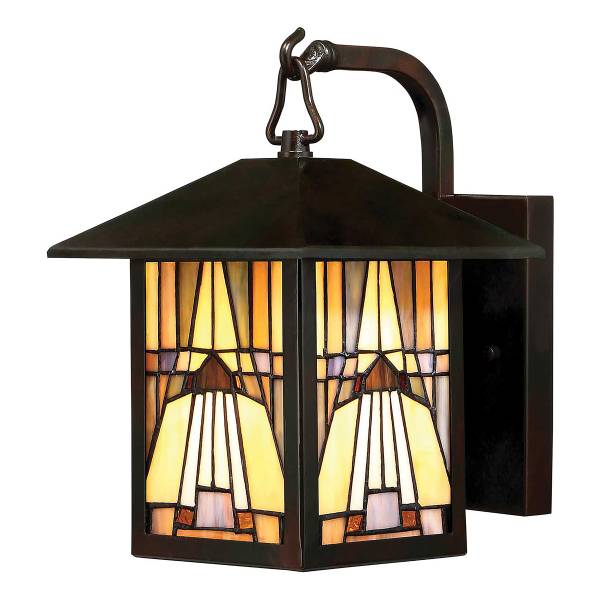 Wandleuchte Inglenook Typ A Stahl / Farbglas - Grau - 1-flammig