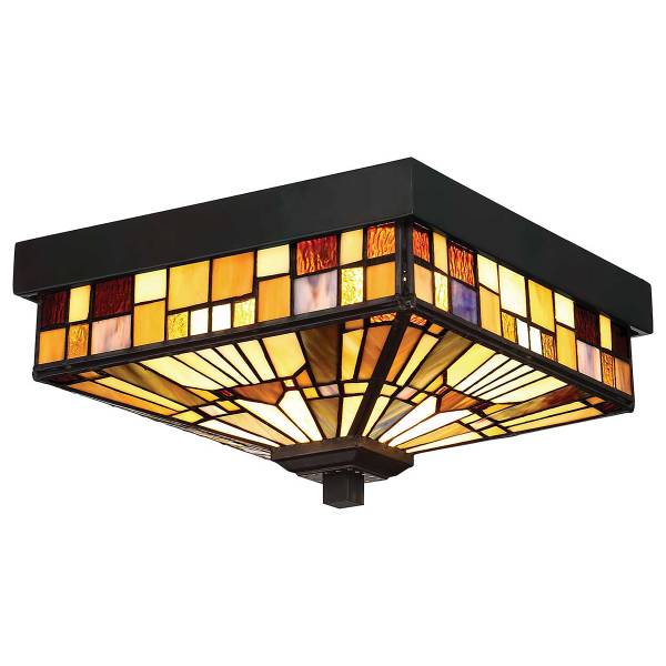 Deckenleuchte Inglenook Stahl / Farbglas - Grau - 1-flammig