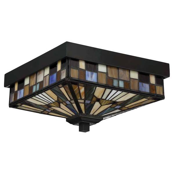 Deckenleuchte Inglenook Stahl / Farbglas - Grau - 1-flammig