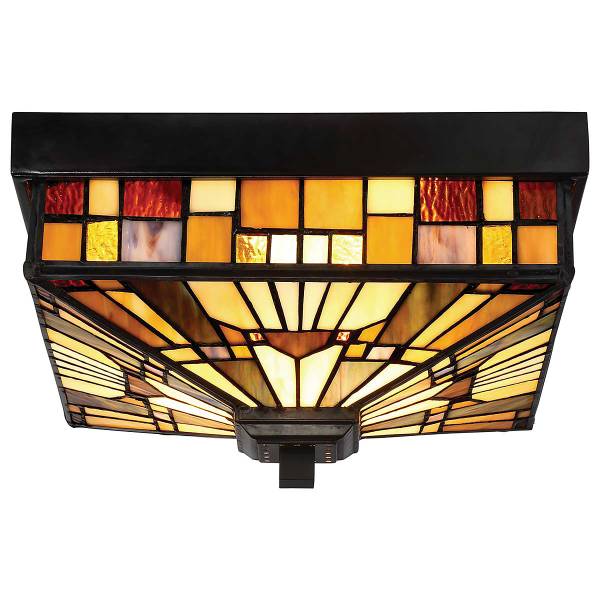 Deckenleuchte Inglenook Stahl / Farbglas - Grau - 1-flammig