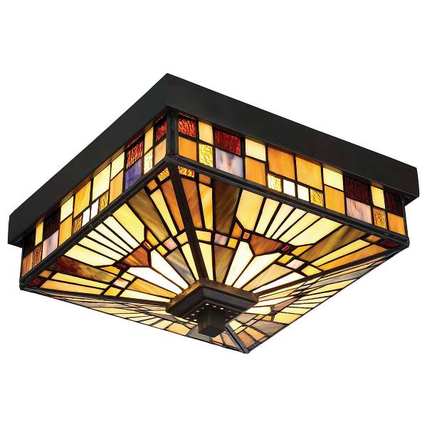 Deckenleuchte Inglenook Stahl / Farbglas - Grau - 1-flammig